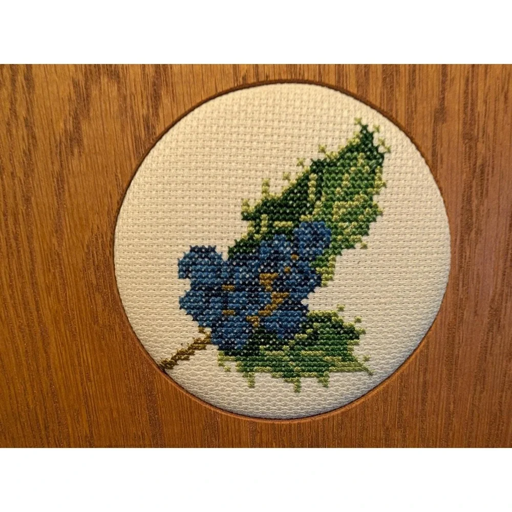 Vintage Oregon OR State Wooden Wall Art Cross Stitch Flower Decor‎ Wine Grapes